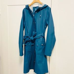 RAINS CURVE JACKET - Faded blue trench coat